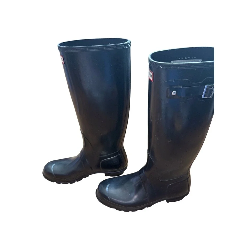 Hunter Black Original Tall Gloss Rain Boots Wellington Knee High Womens Size 10‎